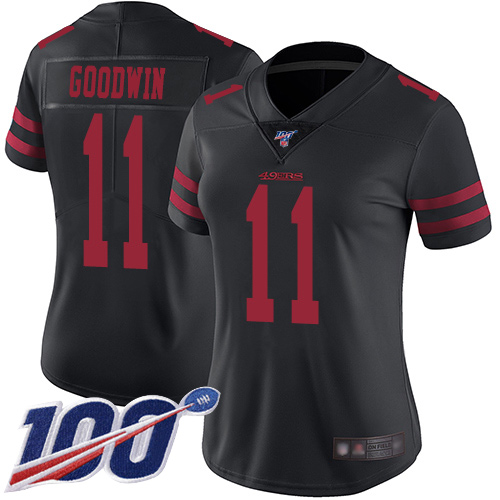 San Francisco 49ers Limited Black Women #11 Marquise Goodwin Alternate NFL Jersey 100th Vapor Untouchable->women nfl jersey->Women Jersey